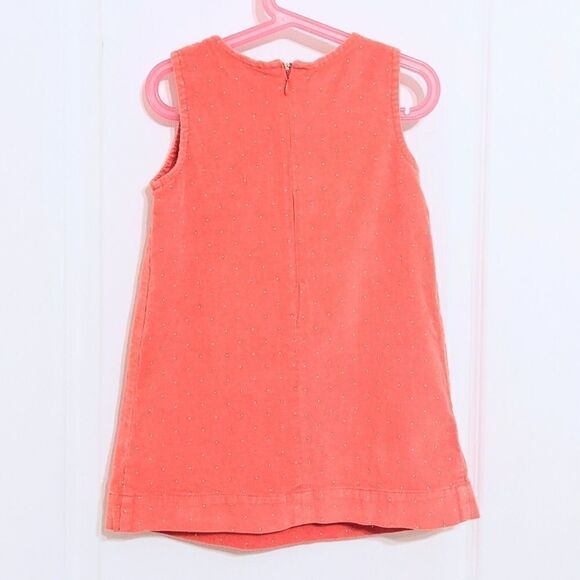 John LEWIS girl cordoroy coral polka dots dress size 5 yo but fit 3-4 @F - Picture 3 of 7